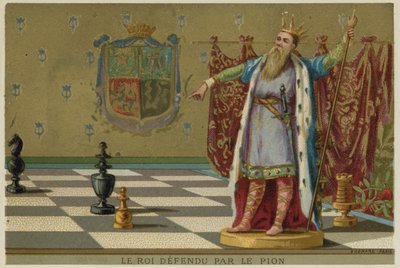 The king defended by a pawn by European School